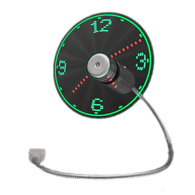 USB Mini Flexible Time LED Clock Fan With LED Light